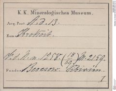 Etiketten zu Krokoit (NHMW-MIN-Ad13)